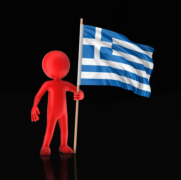 Adam ve Yunan bayrağı. Görüntü kırpma yolu ile — Stok fotoğraf