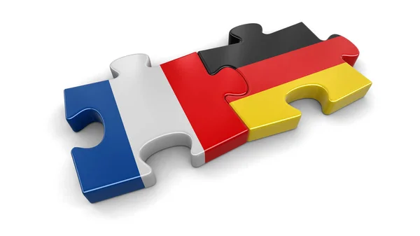 Francia y Alemania rompecabezas de banderas. Imagen con ruta de recorte — Foto de Stock