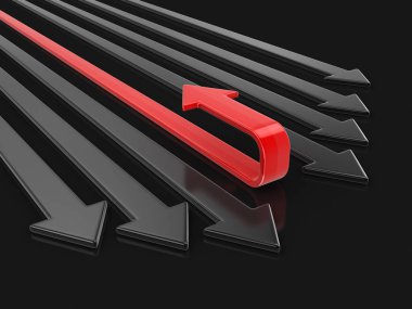 3D ok geri. Görüntü kırpma yolu ile