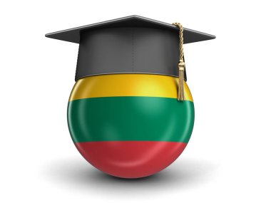 Mezuniyet kep ve Litvanya bayrağı. Görüntü kırpma yolu ile