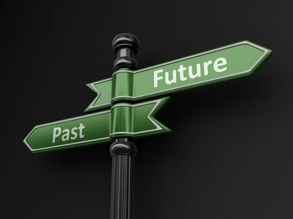 Past and Future pointers on signpost. Image with clipping path — Stock Photo, Image