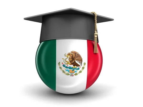 Afstuderen GLB en Mexicaanse vlag. Afbeelding met uitknippad — Stockfoto