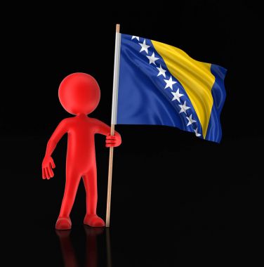 Adam ve Bosna-Hersek bayrağı. Görüntü kırpma yolu ile