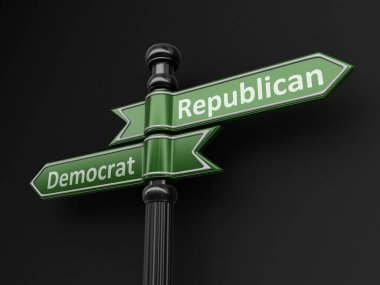 Demokrat ve Cumhuriyetçi işaretçiler tabelasını. Görüntü kırpma yolu ile 