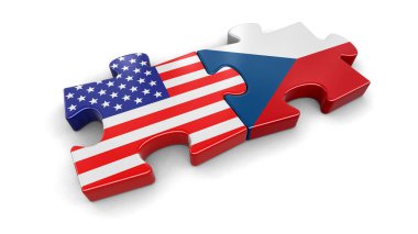 ABD ve Çek bayrakları bulmaca. Görüntü kırpma yolu ile