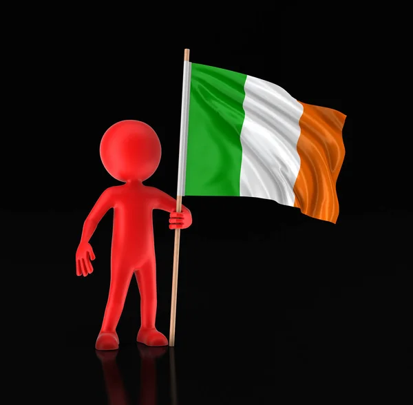 Człowiek i flaga Irlandii. Obraz ze ścieżką przycinającą — Zdjęcie stockowe
