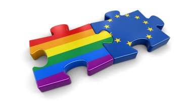 Avrupa Birliği ve Lgbt bayraklar bulmaca. Görüntü kırpma yolu ile