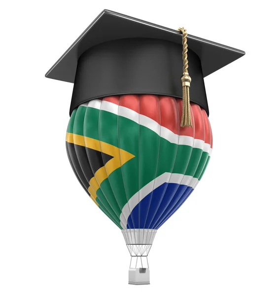Hot Air Balloon with South Korean Flag and Graduation cap. Image with clipping path — Stock Photo, Image