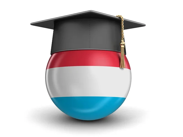 卒業の帽子とルクセンブルクの国旗。クリッピング パスとイメージ — ストック写真