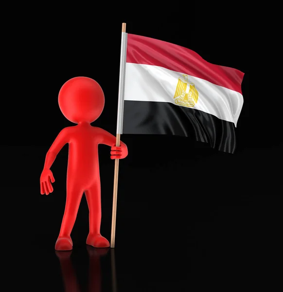 Man and Egyptian flag. Image with clipping path — Stock Photo, Image