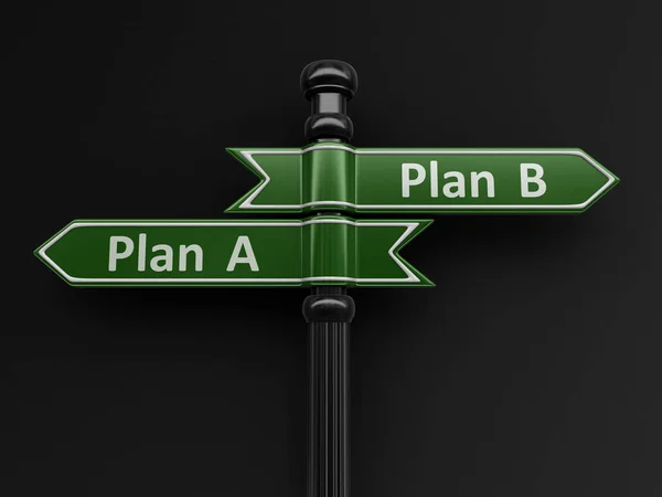 El Plan A y el Plan B apuntan a la señal. Imagen con ruta de recorte —  Fotos de Stock