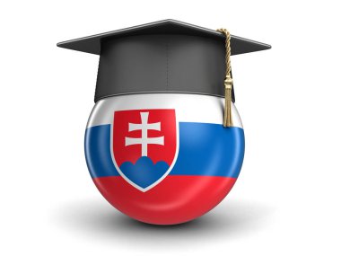 Mezuniyet kep ve Slovak bayrak. Görüntü kırpma yolu ile