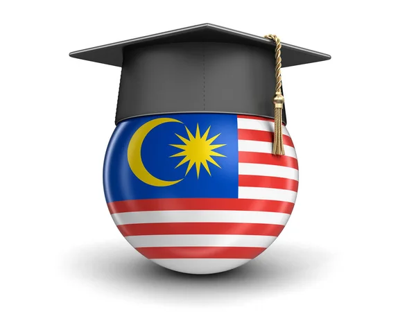 Avläggande av examen cap och Malaysia flagga. Bild med urklippsbana — Stockfoto