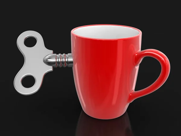 Tasse und Scheibenschlüssel. Bild mit Ausschnittspfad — Stockfoto