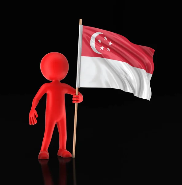 Man and Singapore flag. Image with clipping path — Stock Photo, Image