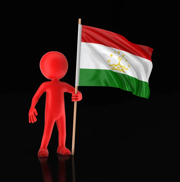 Man and Tajik flag. Image with clipping path — Stock Photo, Image