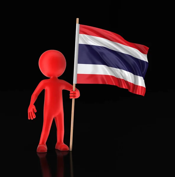 Człowiek i tajski flagi. Obraz ze ścieżką przycinającą — Zdjęcie stockowe