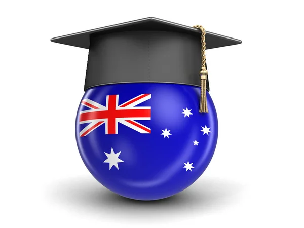 Graduation cap and Australian flag. Image with clipping path — Stock Photo, Image