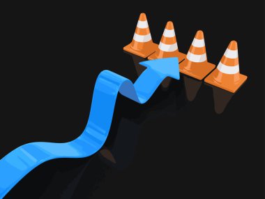 Ok ve trafik koniler. Görüntü kırpma yolu ile