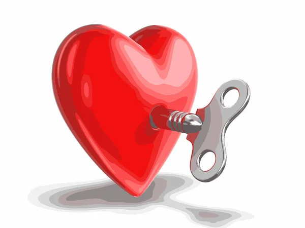 Heart and Windind key. Image with clipping path — Stock Vector