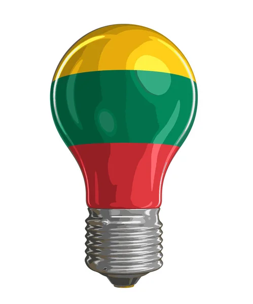 Light bulb with Lithuanian flag.  Image with clipping path — Stock Vector