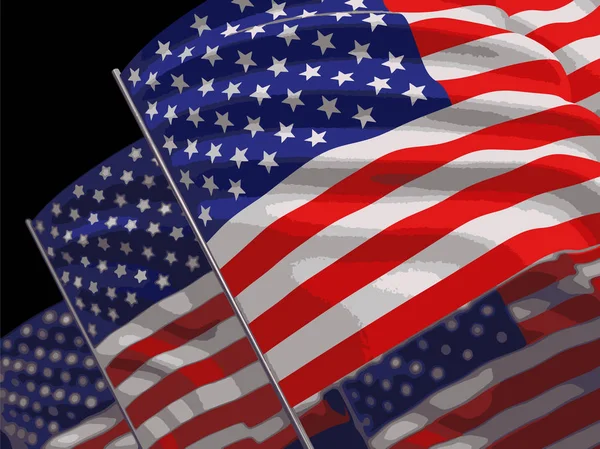Highres 3D representación de la bandera de EE.UU. con textura de la superficie de la tela . — Vector de stock