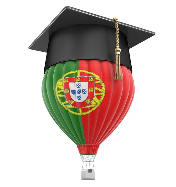 Воздушный шар с португальским флагом и выпускной шапкой. Изображение с пути обрезки — стоковое фото