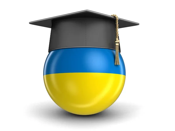 Диплома і українським прапором. Зображення із відсічним контуром — стокове фото