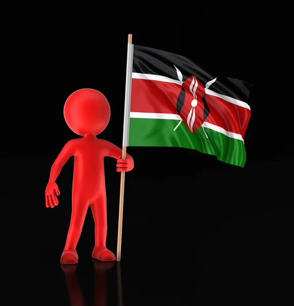 Mannen och Kenya flagga. Bild med urklippsbana — Stockfoto