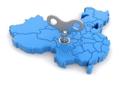 Çin Haritası ile sarma anahtar. Görüntü kırpma yolu ile.