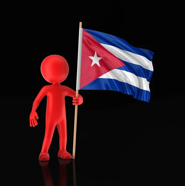 Man en Cubaanse vlag. Afbeelding met uitknippad — Stockfoto