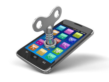 Dokunmatik ekran smartphone ile sarma anahtar. Görüntü kırpma yolu ile.