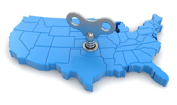 Térkép-USA-kanyargós kulccsal. Kép Vágógörbe. — Stock Fotó