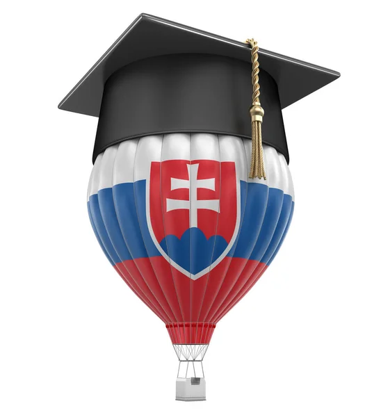 Ballon à air chaud avec drapeau slovaque et casquette graduée. Image avec chemin de coupure — Photo