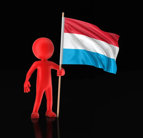 Mies ja Luxemburg lippu. Kuva leikkauspolulla — kuvapankkivalokuva