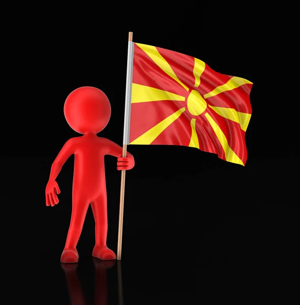 人和马其顿国旗。图像的剪切路径 — 图库照片