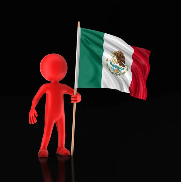Mannen och mexikanska flaggan. Bild med urklippsbana — Stockfoto