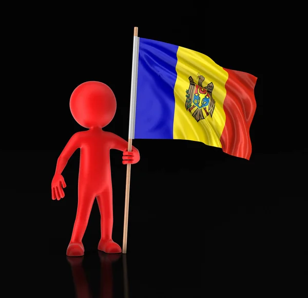El hombre y la bandera moldava. Imagen con ruta de recorte —  Fotos de Stock