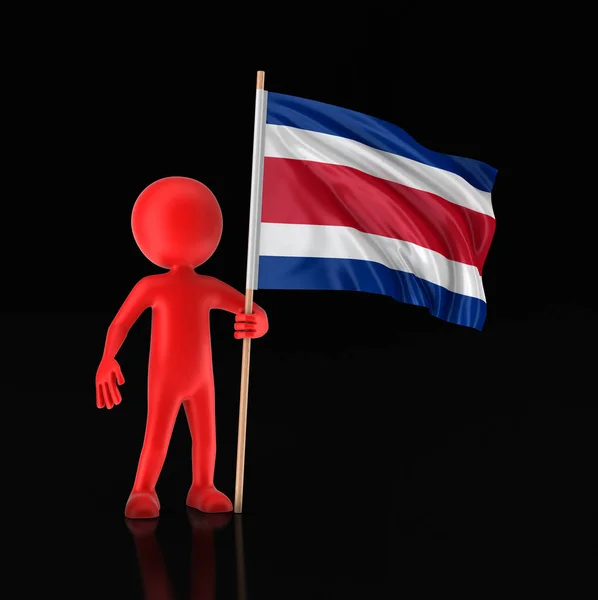 Mand og Costa Rica flag. Billede med klippesti - Stock-foto