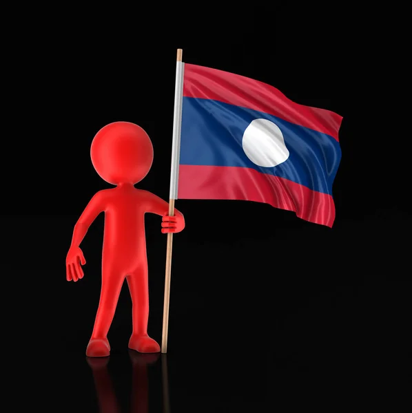 Man and Laos flag. Image with clipping path