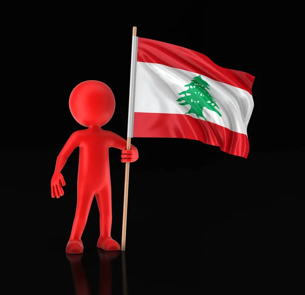 Adam ve Lübnan bayrağı. Görüntü kırpma yolu ile — Stok fotoğraf