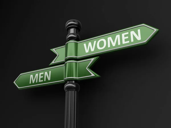 Man and women pointers on signpost. Image with clipping path — Stock Photo, Image