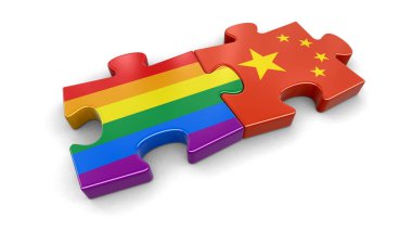 Çin ve Lgbt bayraklar bulmaca. Görüntü kırpma yolu ile