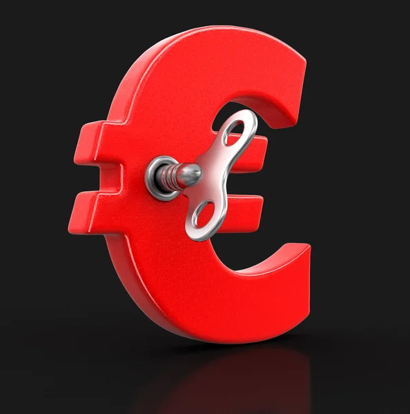 Symbol měny euro se vinutí klíčem. Obraz s ořezovou cestou — Stock fotografie
