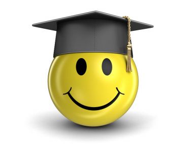 Mezuniyet kep ve smiley. Görüntü kırpma yolu ile 