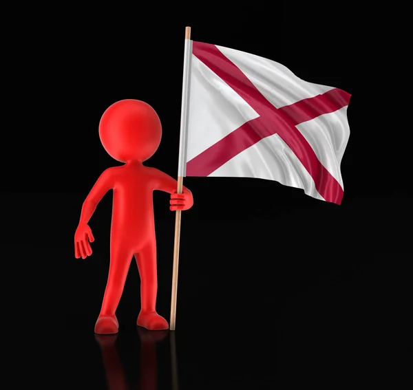 Man and flag of the US state of Alabama. Image with clipping path — Stock Photo, Image