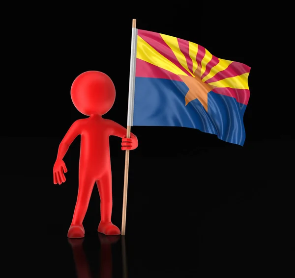 Homme et drapeau de l'État américain de l'Arizona. Image avec chemin de coupure — Photo