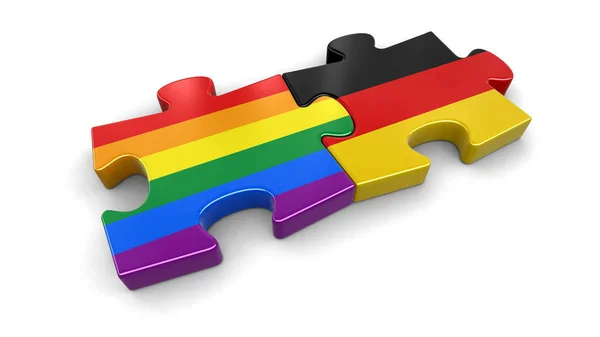 Deutschland und lgbt Puzzle aus Flaggen. Bild mit Ausschnittspfad — Stockfoto