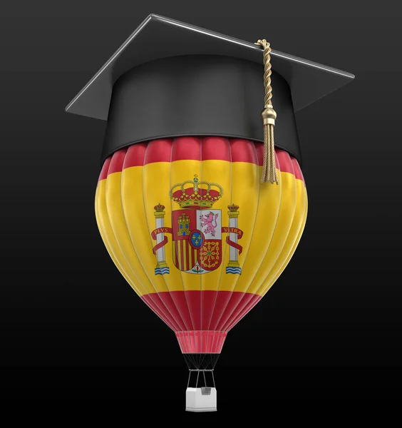 Balon na gorące powietrze z hiszpańską flagę i kasztana. Obraz ze ścieżką przycinającą — Zdjęcie stockowe
