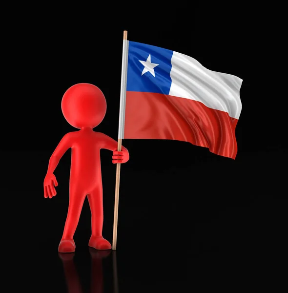 Adam ve Şili bayrağı. Görüntü kırpma yolu ile — Stok fotoğraf